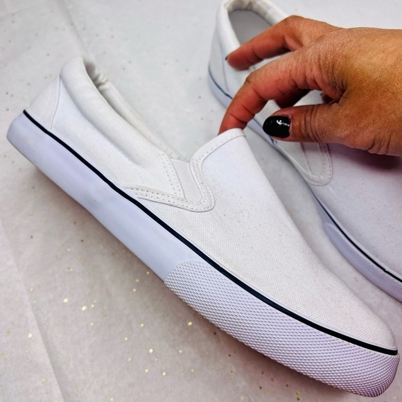 White with blue trim Goodfellow loafers, boat shoes, moccasins. size 9 - Picture 4 of 5